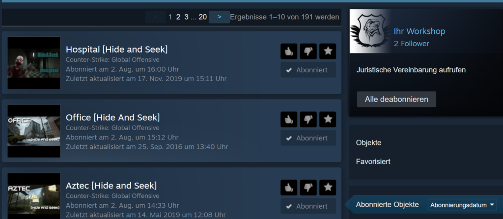 Steam Workshop Inhalte deabonnieren