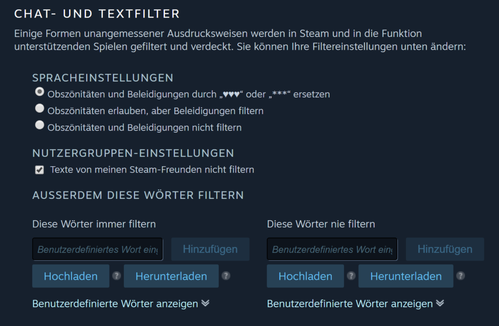 Steam Chatfilter aktivieren und deaktivieren - Haton.net