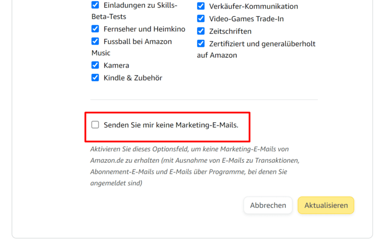 Amazon Werbemails deaktivieren - Haton.net