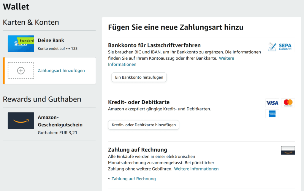 Amazon Zahlungsart Hinzufügen - Haton.net