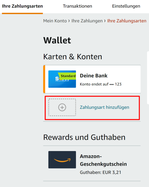 Amazon Zahlungsart Hinzufügen - Haton.net